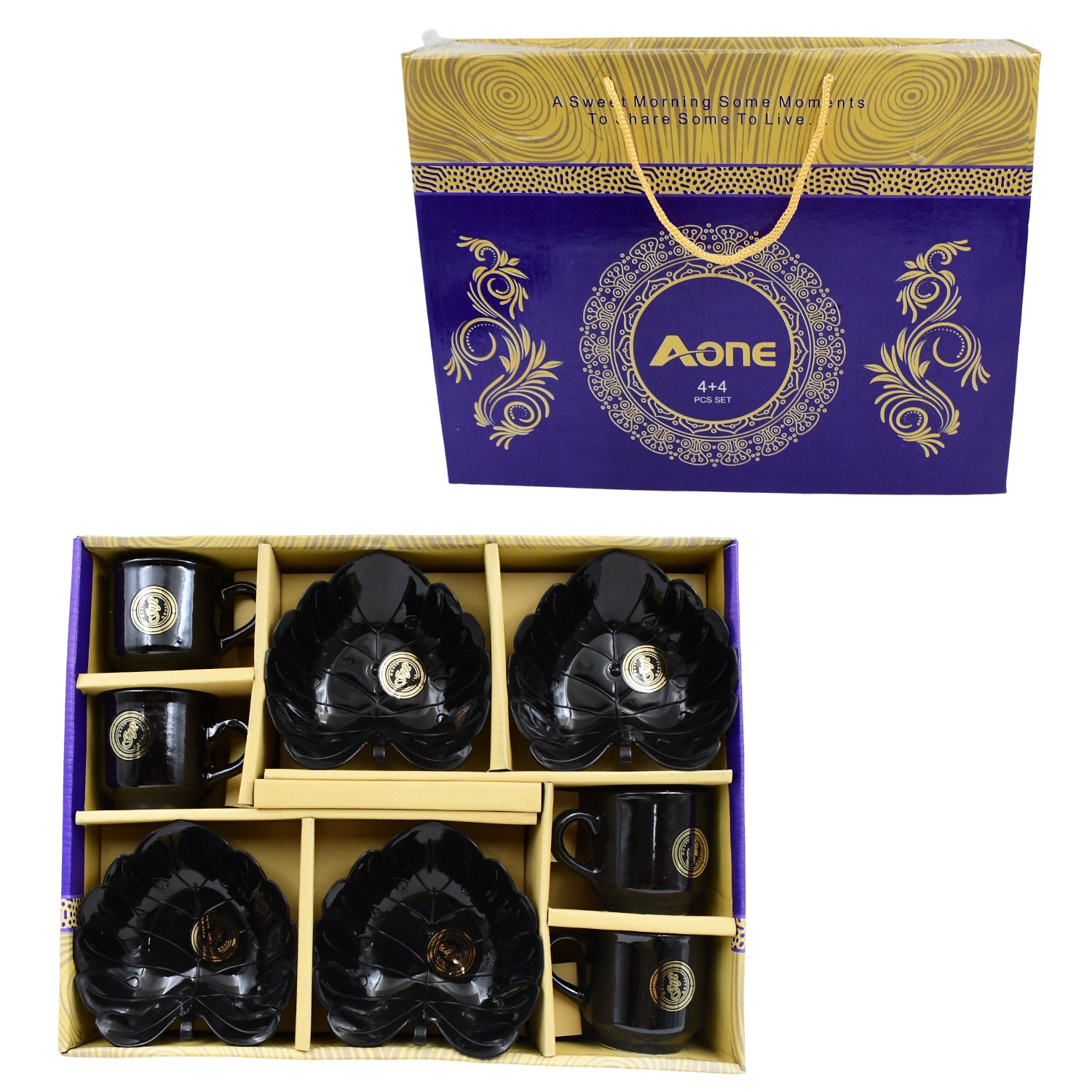 A One Ceramic Tea  Cups  Mug Set With Leaf Shape Serving Bowl (8 Pcs Set) A One Ceramic Tea  Cups  Mug Set With Leaf Shape Serving Bowl (8 Pcs Set)